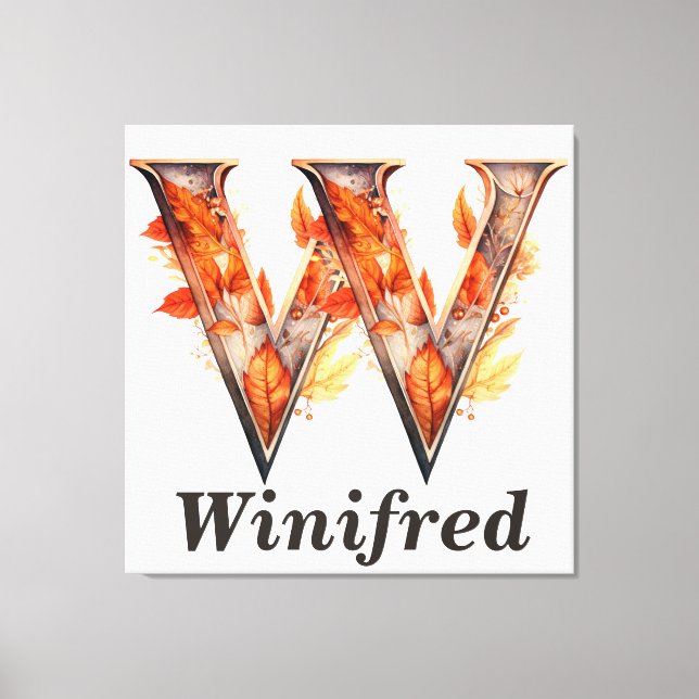 Lienzo Calabaza Halloween Letra W Monograma floral (Anverso)