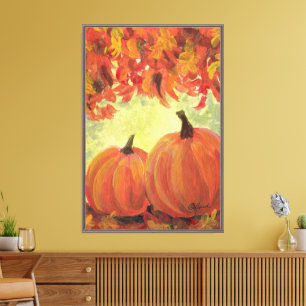 Lienzo Calabazas de Acción de Gracias #3 Otoño Hojas de O