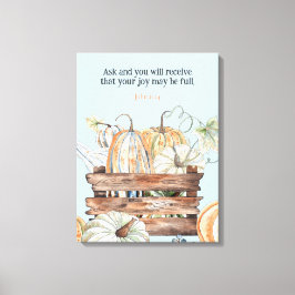 Lienzo Calabazas de caída de color de agua con verso de l