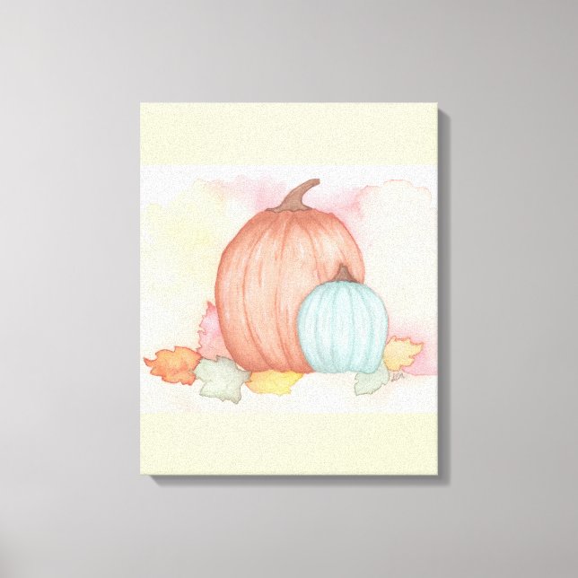 Lienzo Calabazas de otoño y hojas (Anverso)