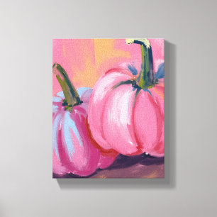 Lienzo Calabazas rosadas pintura de otoño acuarela