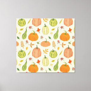 Lienzo Calabazas verdes y naranjas, patrón sin fisuras.