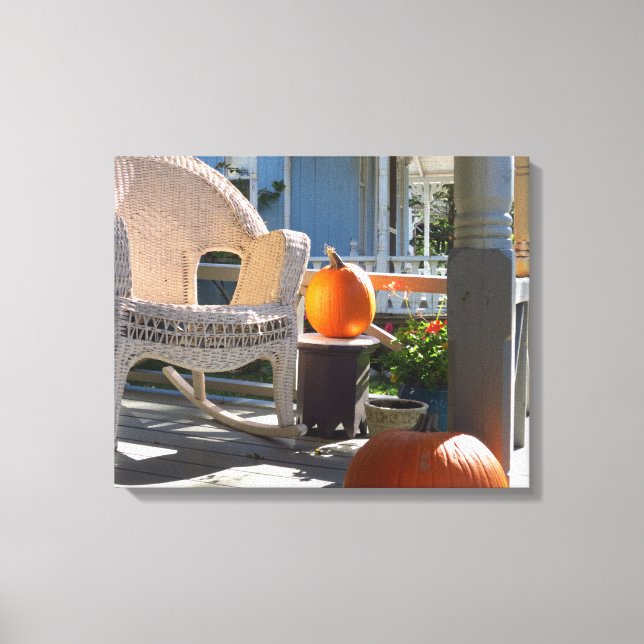 Lienzo Calabazas y rockero de mimbre - Viñedo de Martha (Anverso)