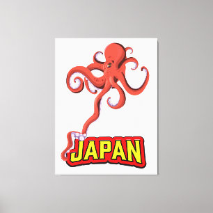 Lienzo Calamar gigante de Japón caricatura