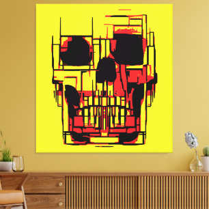 Lienzo Calavera abstracta en colores vibrantes