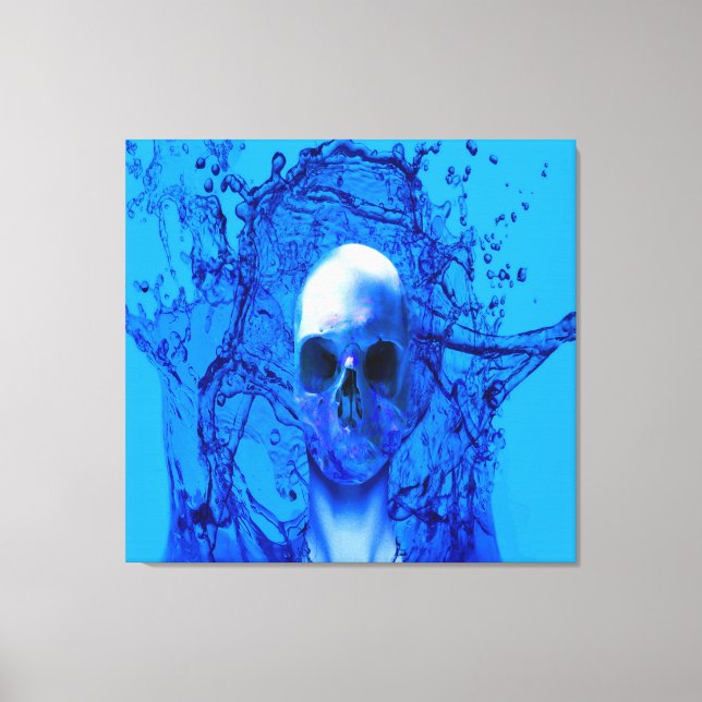 Lienzo Calavera azul alienígena (Anverso)