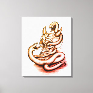 Lienzo Calavera - Cabeza de Diablo con Serpiente