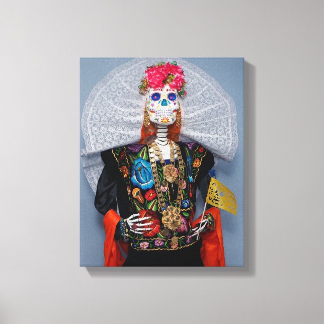 Lienzo Calavera Catrina Tehuana (Anverso)