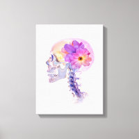 Calavera con flor morada