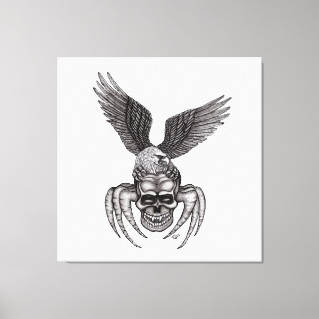 Lienzo Calavera de araña con águila (Anverso)
