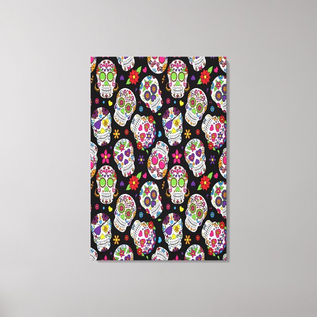 Lienzo Calavera de azúcar Asustada e intimidante para el  (Anverso)