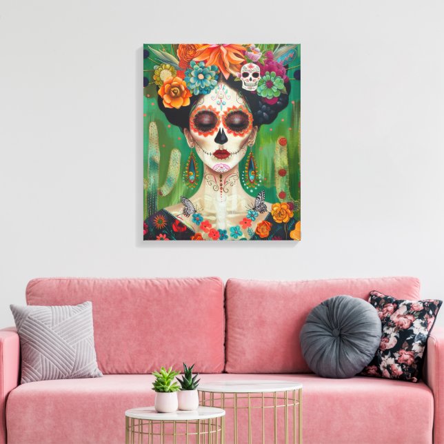 Lienzo Calavera de azúcar estética mexicana (Insitu (Sala de estar))