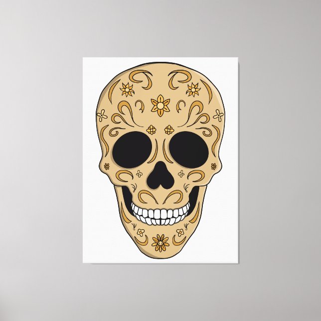 Lienzo Calavera de Azúcar Floral Día de los Muertos (Anverso)