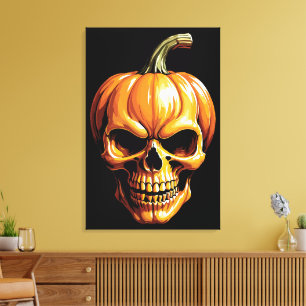 Lienzo Calavera de Calabaza Ardiente para Halloween