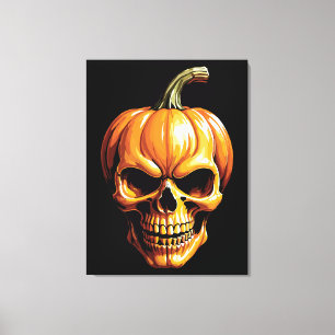 Lienzo Calavera de Calabaza Ardiente para Halloween