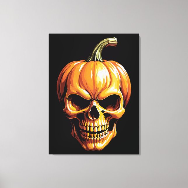 Lienzo Calavera de Calabaza Ardiente para Halloween (Anverso)