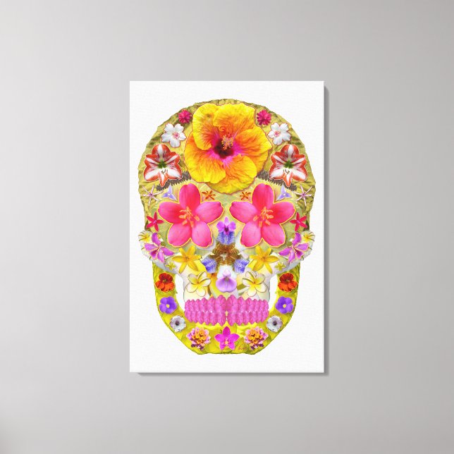 Lienzo Calavera de flores 4 - Tropical (Anverso)