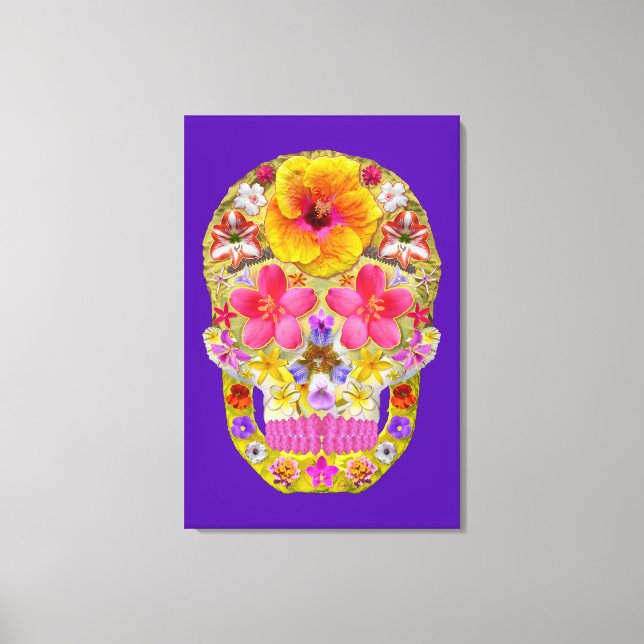 Lienzo Calavera de flores 4 - Tropical (Anverso)