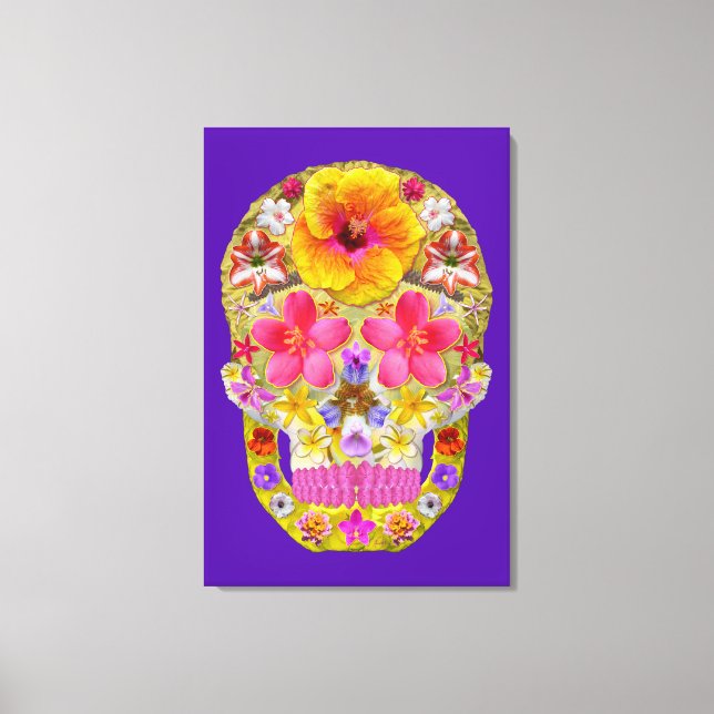Lienzo Calavera de flores 4 - Tropical (Anverso)