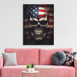 Lienzo Calavera de la bandera americana