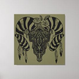 Lienzo Calavera de toro tribal