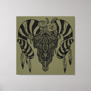 Lienzo Calavera de toro tribal
