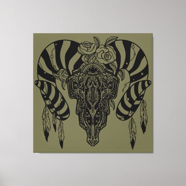 Lienzo Calavera de toro tribal (Anverso)