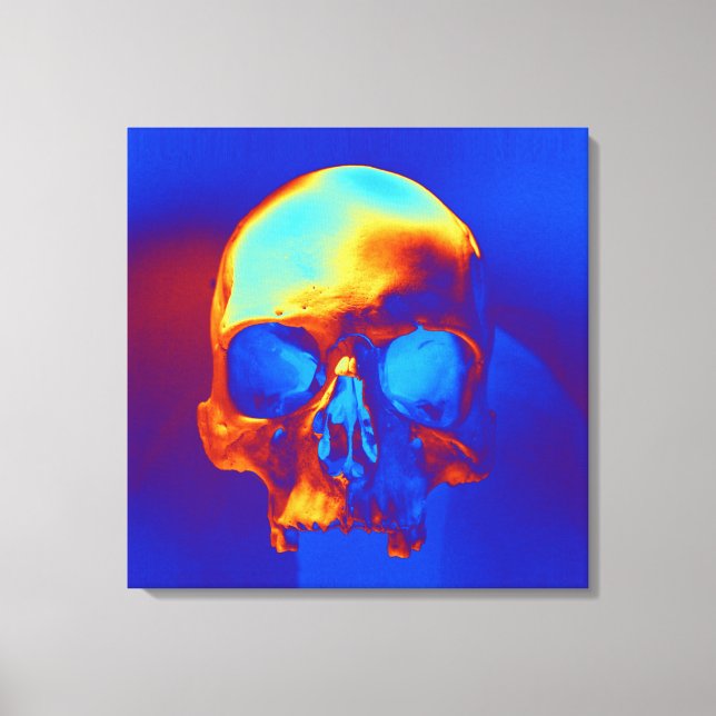 Lienzo Calavera en azul y dorado (Anverso)
