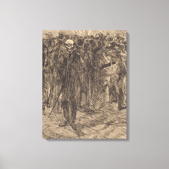 Lienzo Calavera en la multitud (por Albert Besnard) (Anverso)