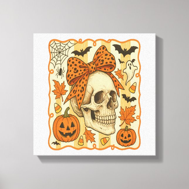Lienzo Calavera espeluznante de Halloween (Anverso)