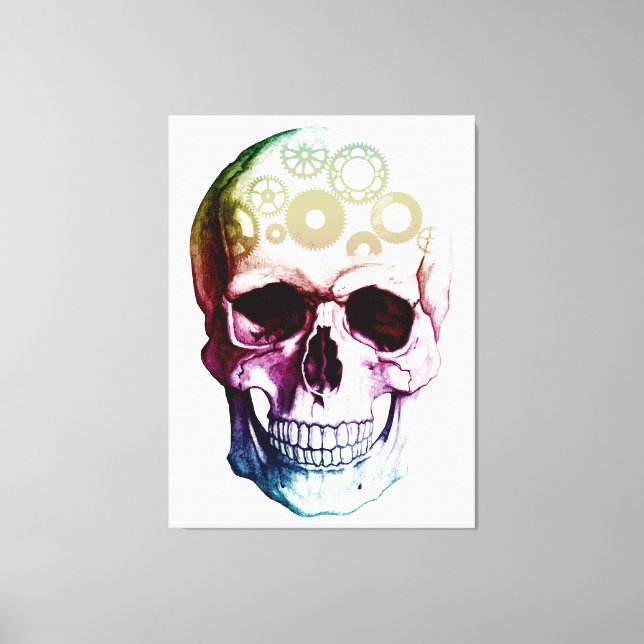 Lienzo Calavera estilo retro (Anverso)