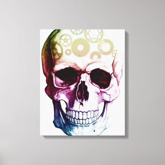 Lienzo Calavera estilo retro (Anverso)