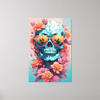 Lienzo Calavera Floral Colorida