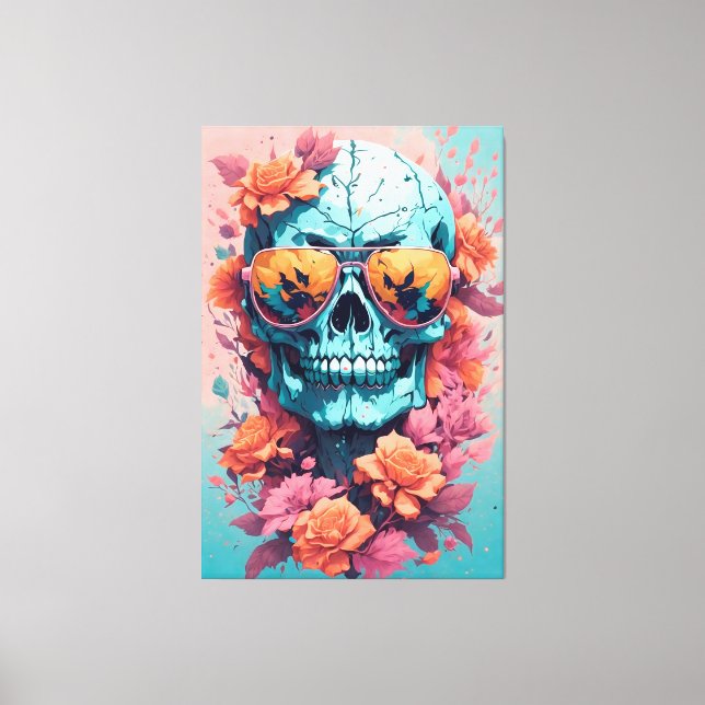 Lienzo Calavera Floral Colorida (Anverso)