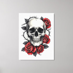 Lienzo Calavera floral gótica