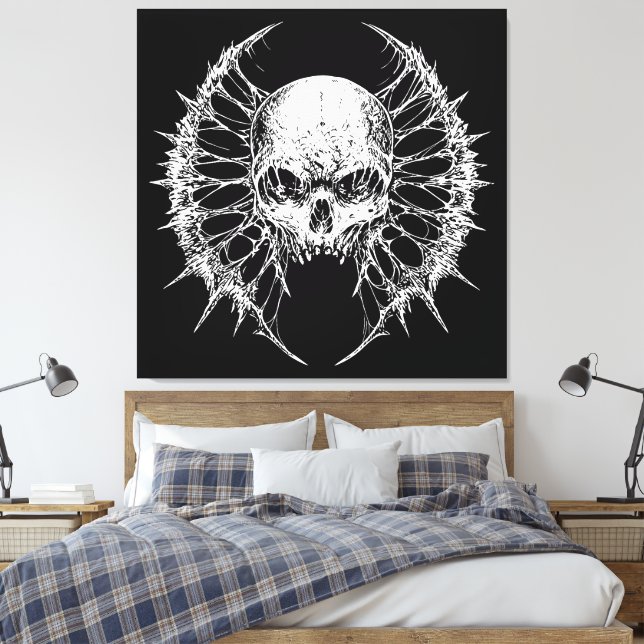 Lienzo Calavera gótica con alas palmeadas (Insitu(Dormitorio))