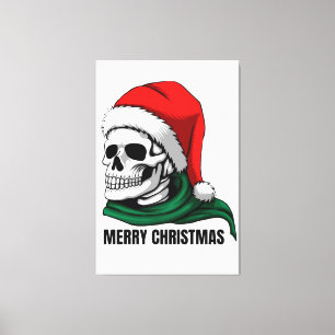 Lienzo Calavera gótica de Navidad con sombrero de Santa –