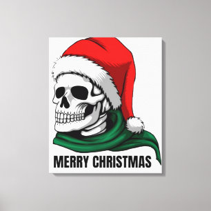 Lienzo Calavera gótica de Navidad con sombrero de Santa