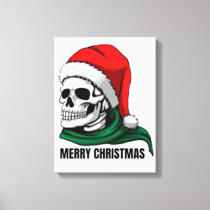 Lienzo Calavera gótica de Navidad con sombrero de Santa -