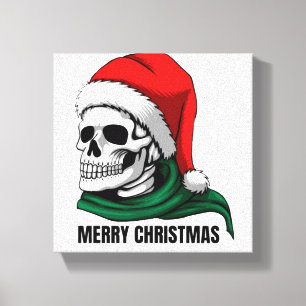 Lienzo Calavera gótica de Navidad con sombrero de Santa –