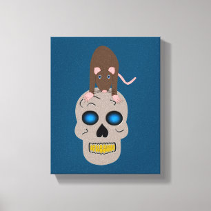 Lienzo Calavera gótica y Rat Halloween