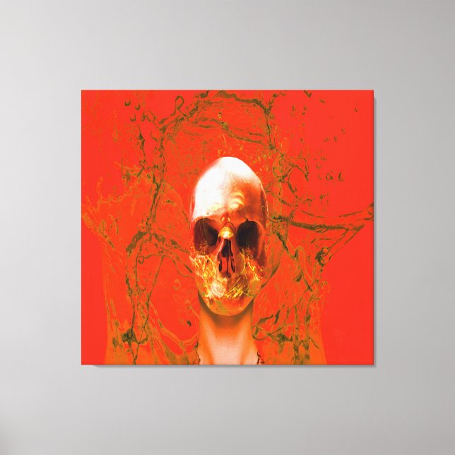 Lienzo Calavera Naranja en Agua (Anverso)