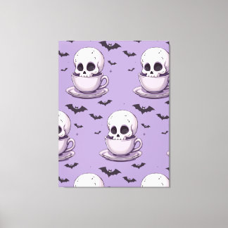 Lienzo Calavera Pastel Goth en Taza de Té