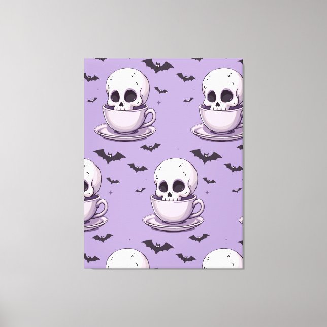 Lienzo Calavera Pastel Goth en Taza de Té (Anverso)