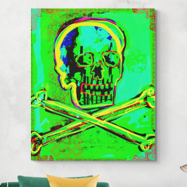 Lienzo Calavera Skull pGeek NFT Art Green Red