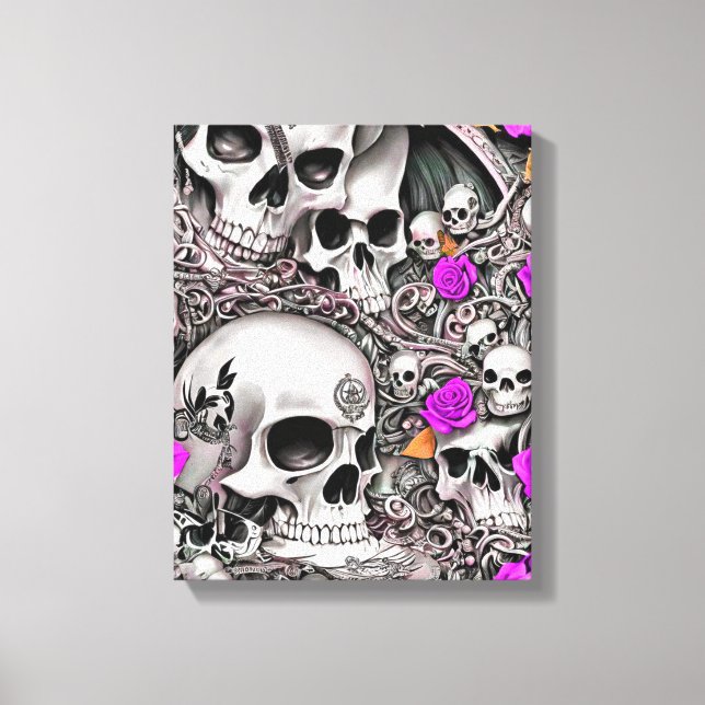 Lienzo Calaveras y Rosas (Anverso)