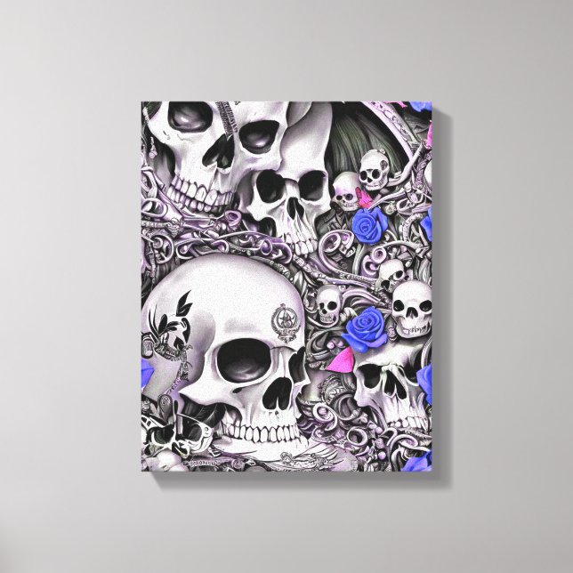 Lienzo Calaveras y Rosas (Anverso)