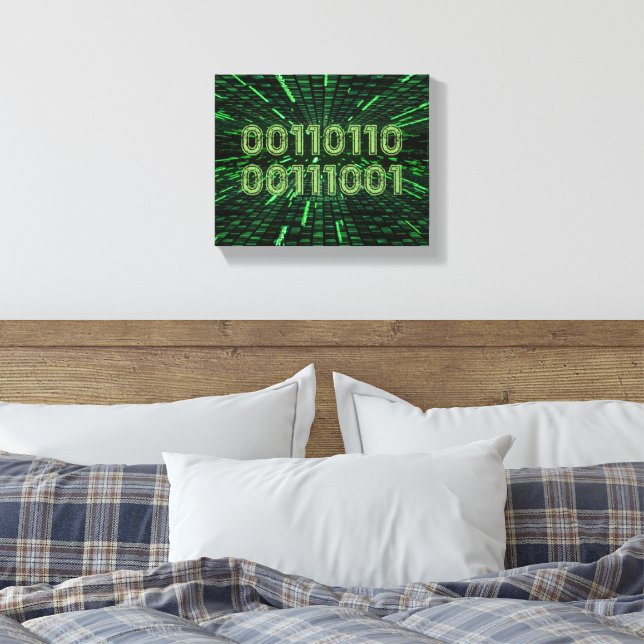Lienzo Cálculo verde vibrante del código binario 69 de Sl (Insitu(Dormitorio))