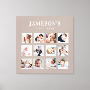 Lienzo Calendario de fotos de Keepsake del primer año del
