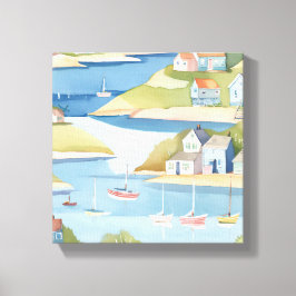 Lienzo Caleta de Barcos | Pintura Moderna a la Acuarela